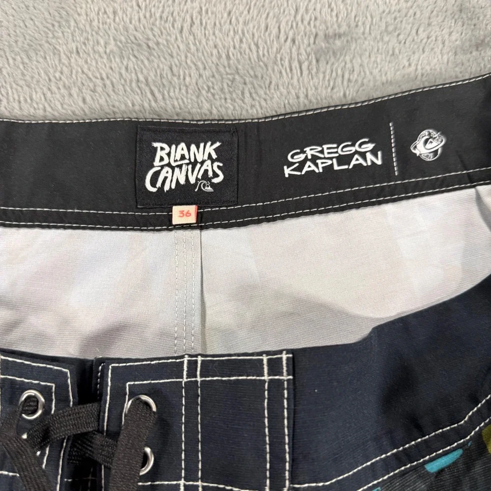 Quiksilver Gregg Kaplan Blank Canvas‎ Board Shorts Mens 36 Black Teal NWT